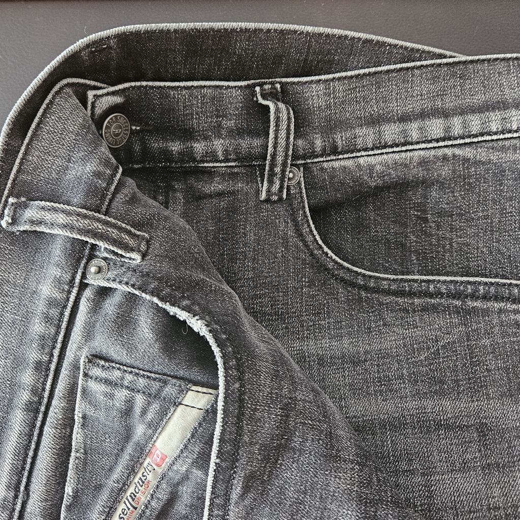 Diesel Men's Straight Black-Grey Washed Jeans
